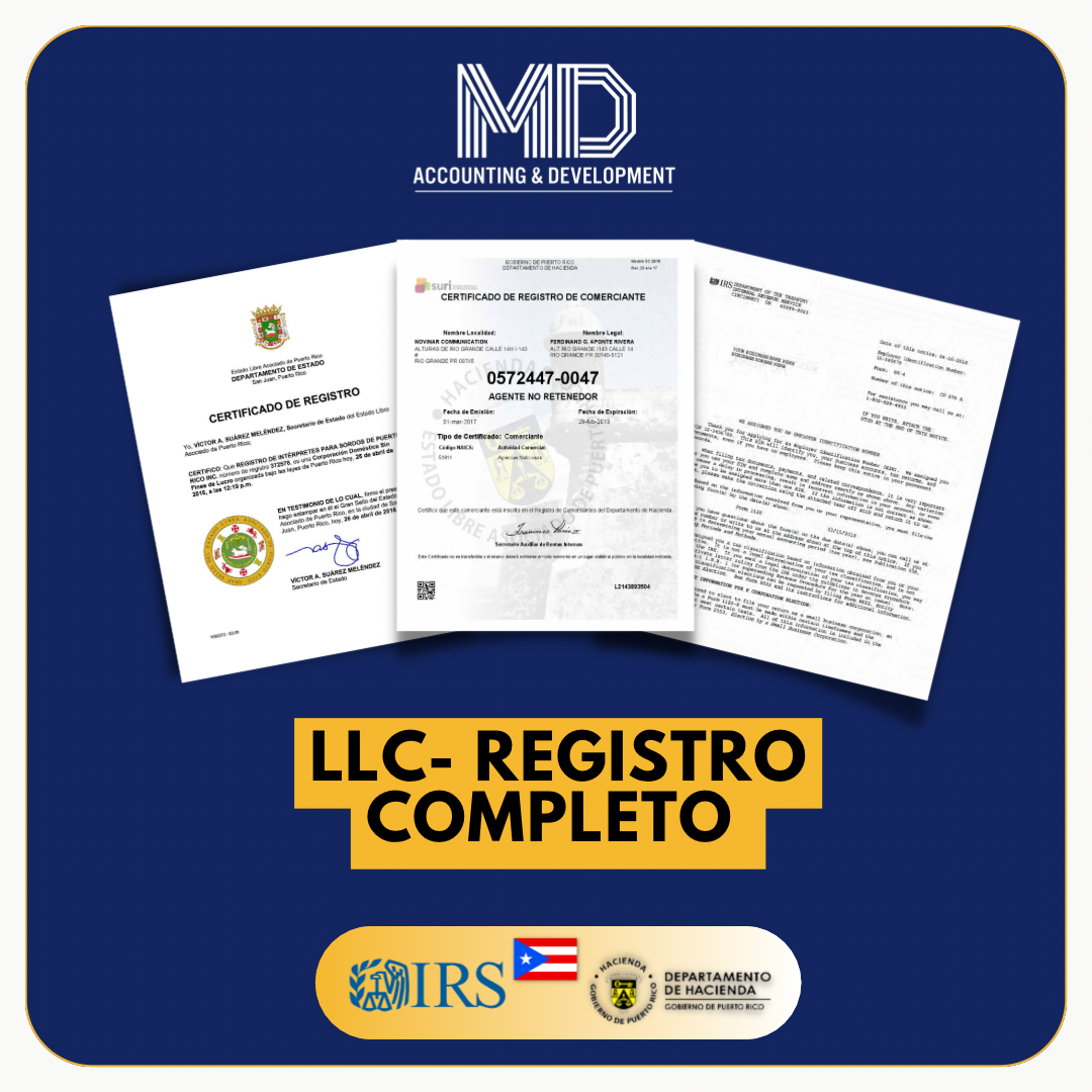 LLC Starting Pack Este servicios es para personas que desean registrar e incorporar su negocio. Este servicios incluye: Incorporación de Entidad Número de Identificación Patronal Registro de SURI Registro de Comerciante Operating Agreement o By Laws Memor